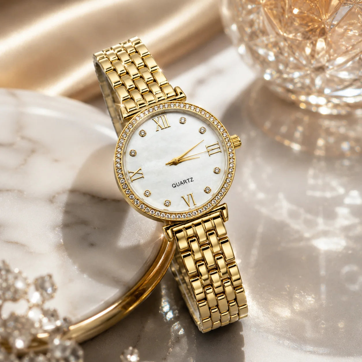 OEM Custom Logo Round Quartz Analog Glass Watch Alloy Case Metal Strap 33mm Dial Wholesale Unisex Casual