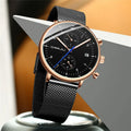 New Men's Stainless Steel Alloy Analog 3BAR Water Resistant Sports Watch Hidden Clasp Mineral Glass Fashionable Multifunctional