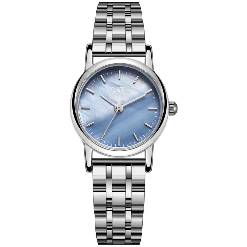Zentis Women's Pearl Shell Alloy Case Quartz Watch with Acrylic Strap 22mm Pointer Dial Pin Buckle Medieval Style Waterproof 30M