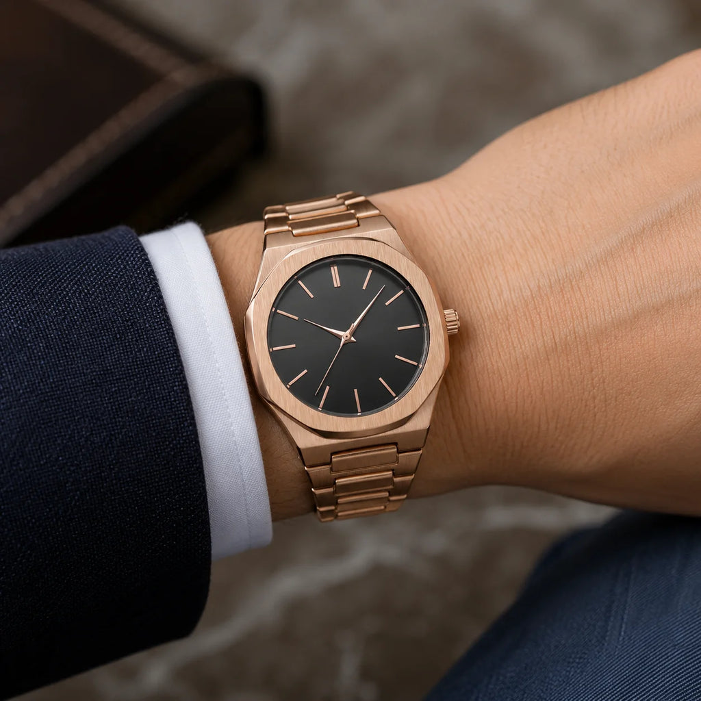 Quartz Watch Men Women Featuring Stick Markers Sunray-patterned Dial 30-meter Water Resistance Minimalist