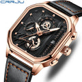 CRRJU/Cajun New Leather Strap Men's Quartz Watch Minimalist Business Style Distinctive Fashionable 30M Water Resistant in Stock