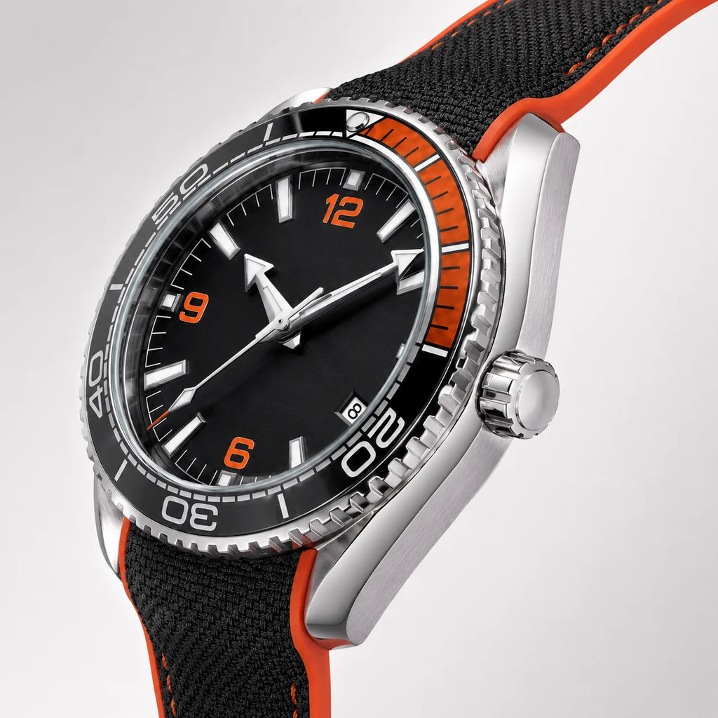 Hippocampus-Style Men's Quartz Watch Dial 45mm 30M Water Resistant Calendar Luminous Hands Nylon Band Hidden Clasp Pointer