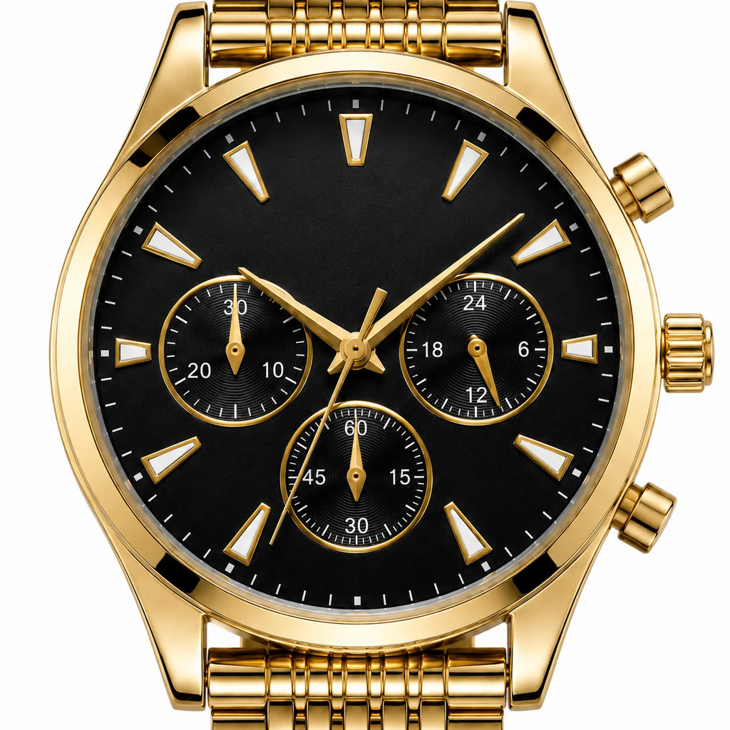 OEM Custom Logo Extra Large Round Quartz Watch Alloy Case Glass Dial Metal Strap 45mm Wholesale Luxury Style Watch