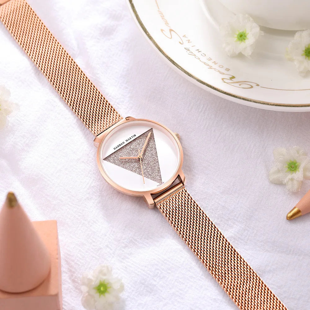 Japanese Quartz Movement Ladies Watch Alloy Case Stainless Steel Band Pointer Dial Leisure Style 33mm Water Resistant