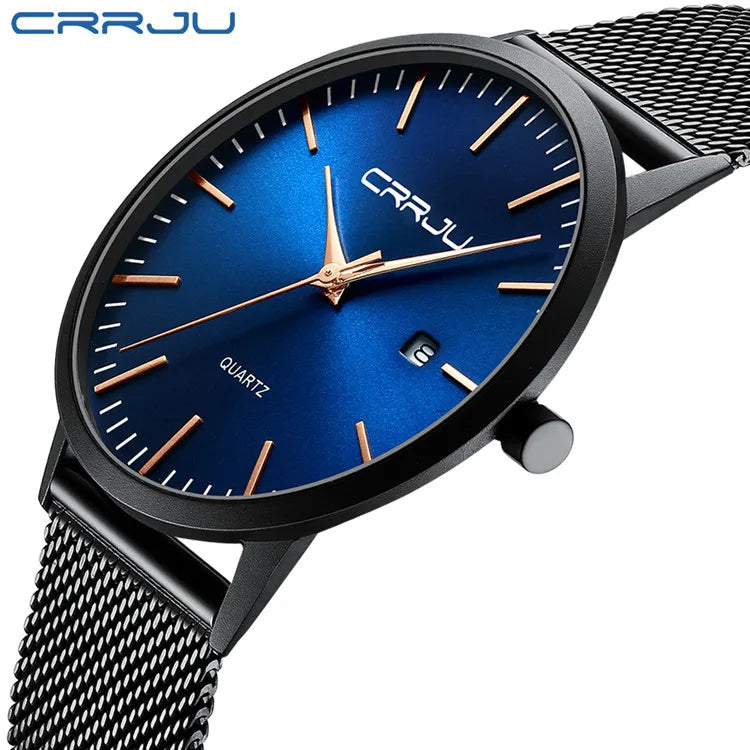 Men's Casual Quartz Alloy Acrylic Band Watch 30M Water Resistant Ultra-Thin Calendar Personalized New Student