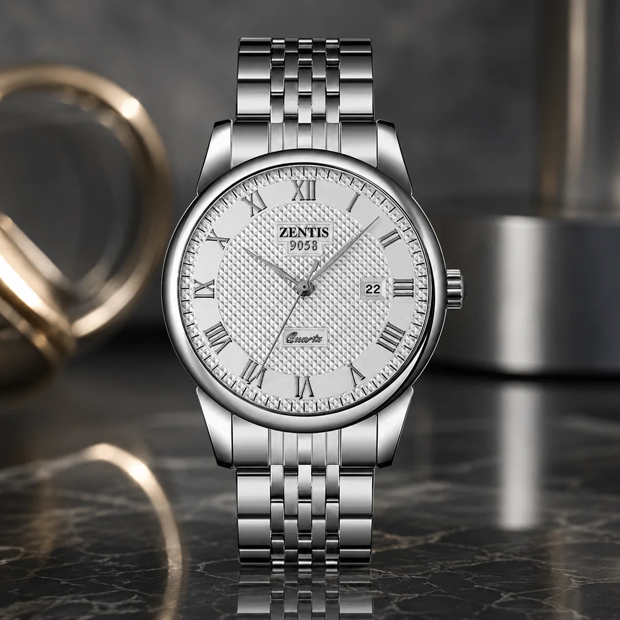 Alloy 38mm Women's Quartz Watch Stainless Steel Band 20mm Glass Dial Round Couple Fashion Cross-Border Hot Wholesale
