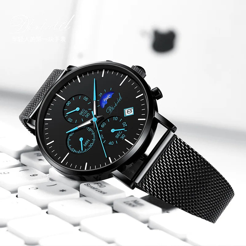 Best-Selling Fashion Luxury Multi-Function Stainless Steel Japanese Citizen Movement Sports Chronograph Watch Men's Pointer Dial