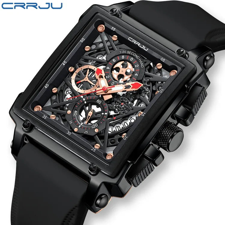 New Luxury Men's Watch Silicone Band Water Resistant Simple Leisure Style Distinctive Multifunctional Analog Quartz Movement
