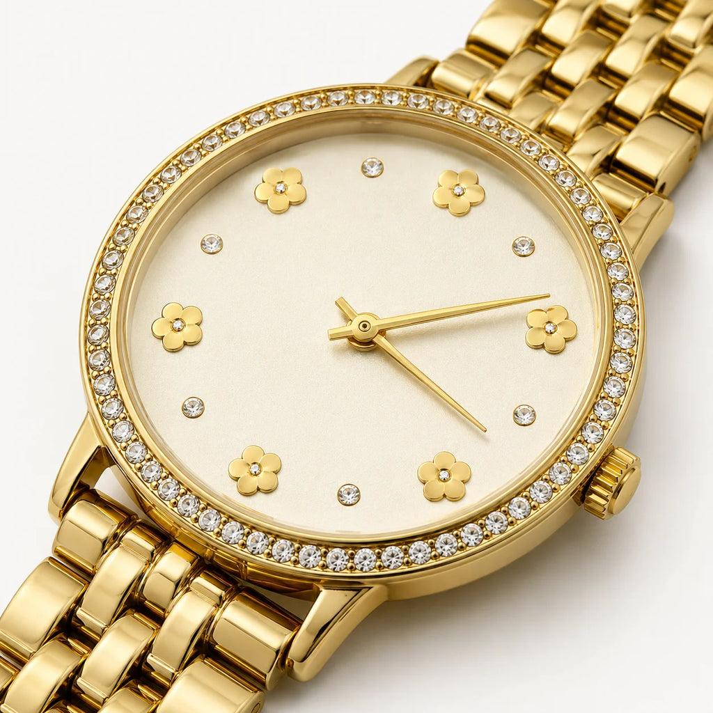 OEM Women's Alloy Strap Quartz Watch Custom Logo Luxury Fashion Watch Glass Dial Splash Resistant Stainless Steel Buckle