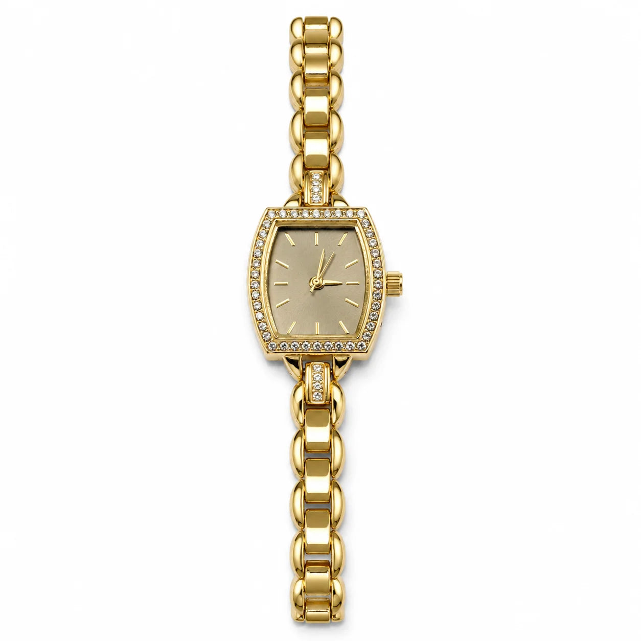 OEM Custom Logo Women's Quartz Analog Glass Dial Watch Irregular Alloy Case Metal Strap Fashion Wholesale for Ladies