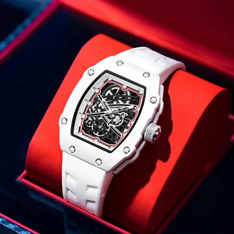 Cross-border Bestseller Ultra-Thin Fashionable Unique Mens Watch Luminous Silicone Barrel-Shaped Quartz Watch 30M Water