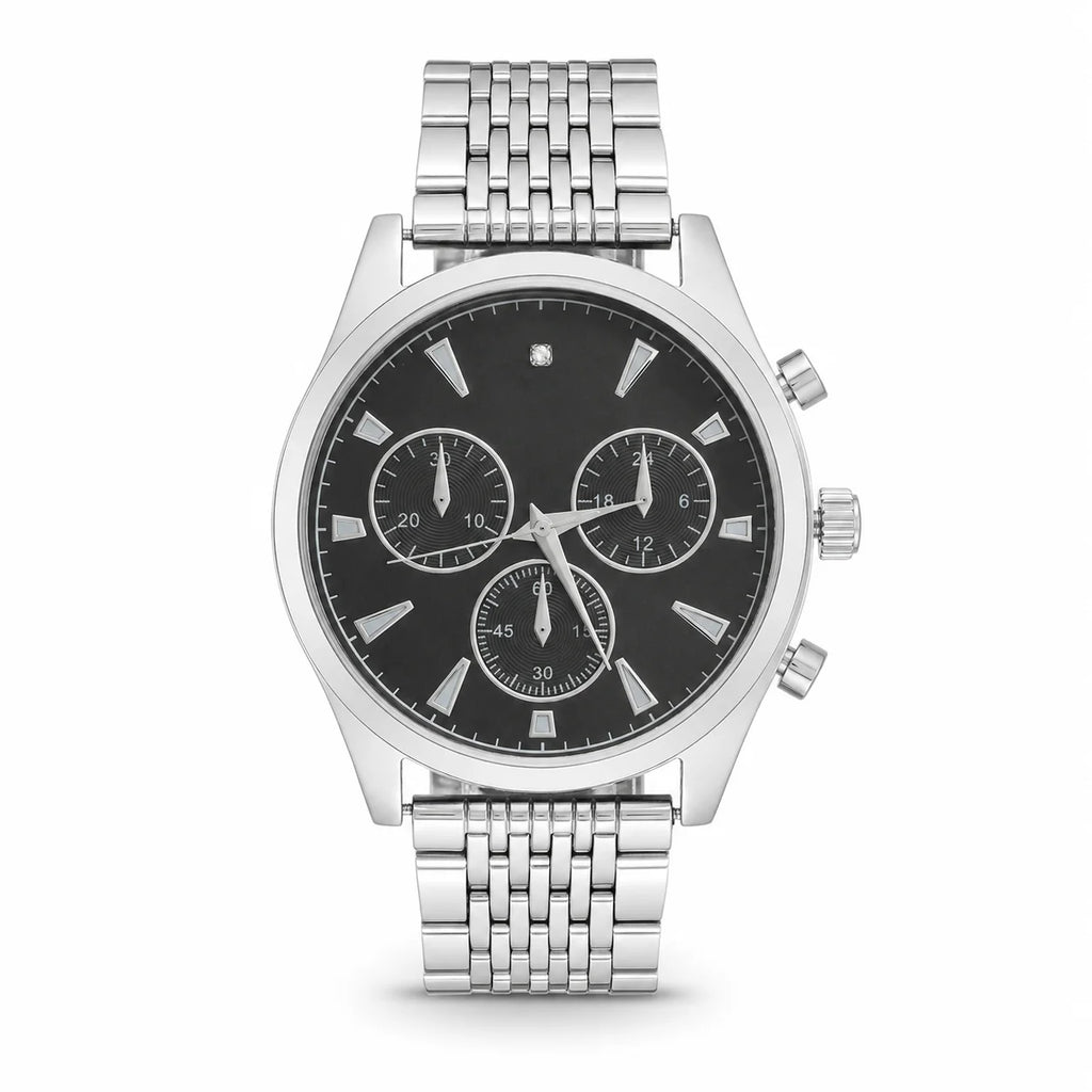 OEM Custom Logo Extra Large Round Quartz Watch Alloy Case Glass Dial Stainless Steel Strap 45mm Wholesale Men