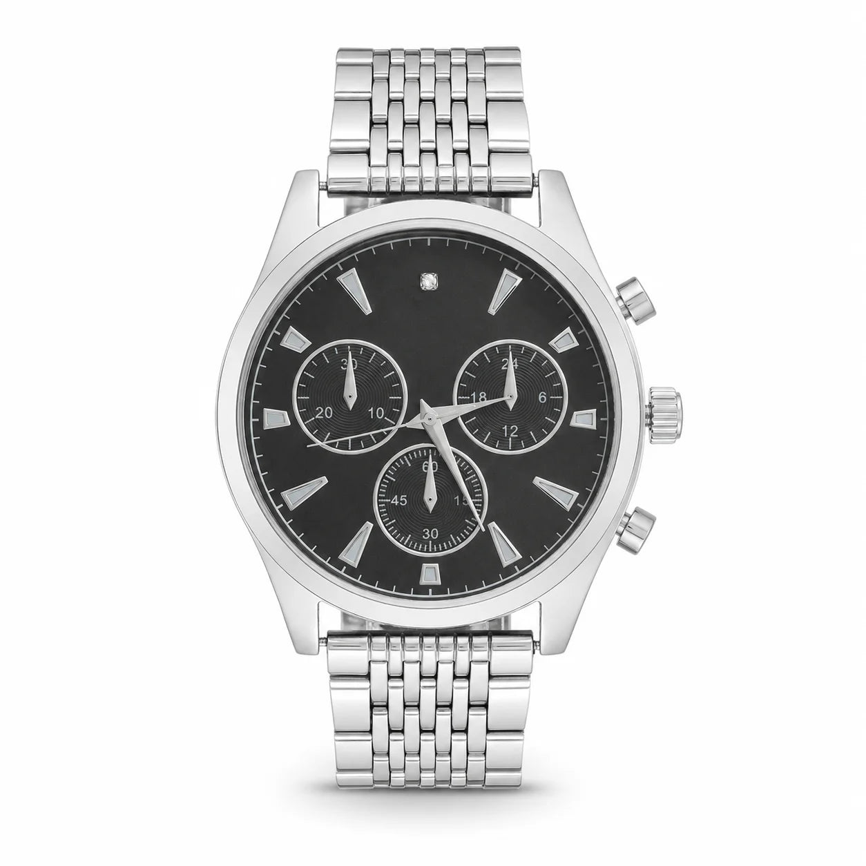 OEM Custom Logo Extra Large Round Quartz Watch Alloy Case Glass Dial Stainless Steel Strap 45mm Wholesale Men