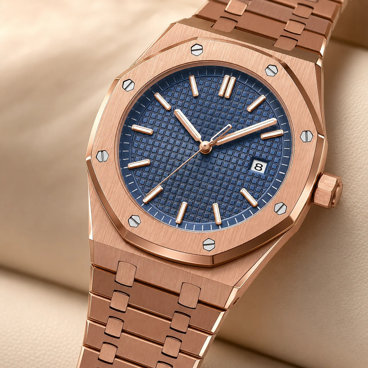 Men's Quartz Watch Waterproof Luminous Fashion New Stainless Steel Band Alloy Case Pointer Dial 50m Water Resistance