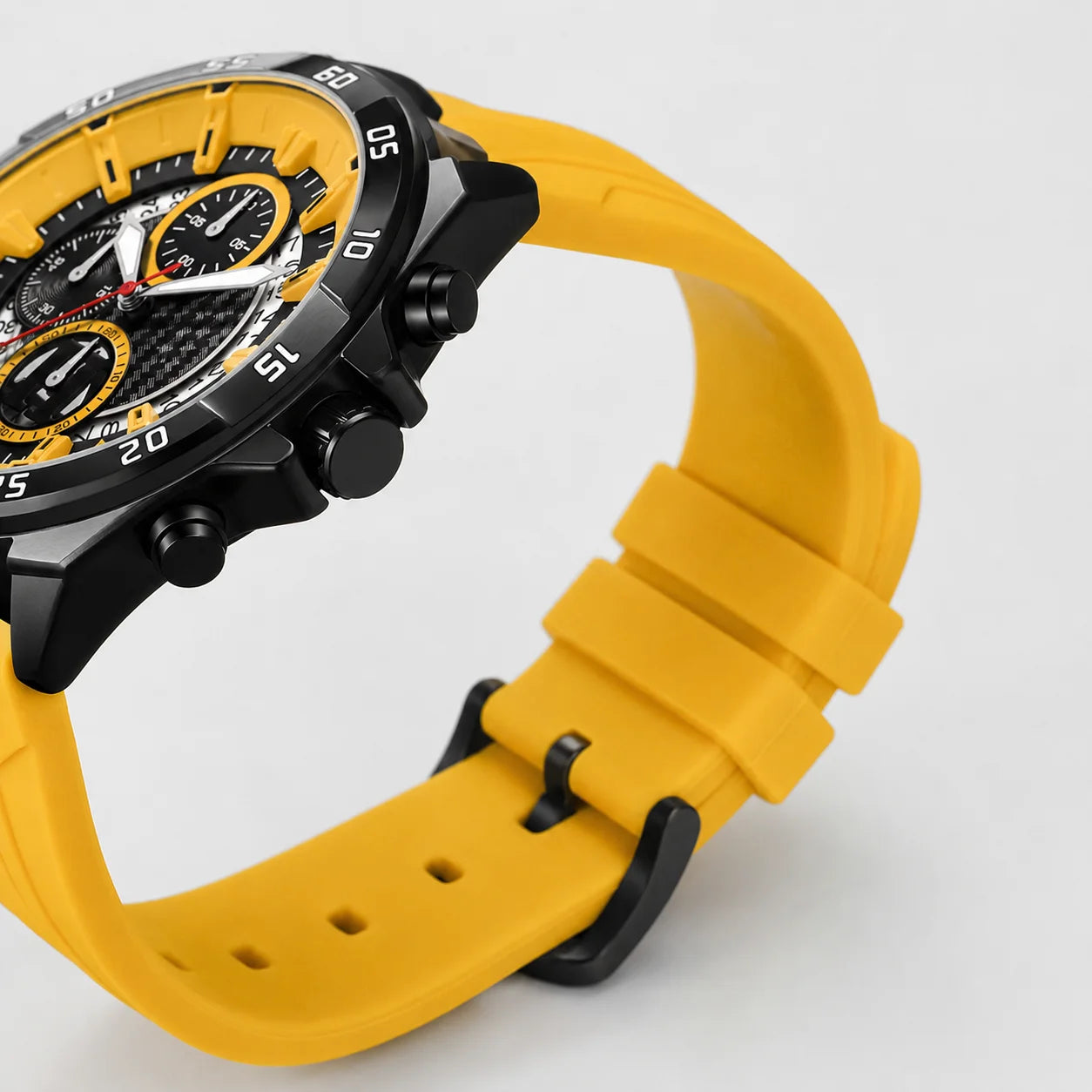 Outdoor Exercise Men's Quartz Watch Alloy Case Mineral-Strengthened Glass Dial Silicone Band Luminous 45mm Pointer 30M Water