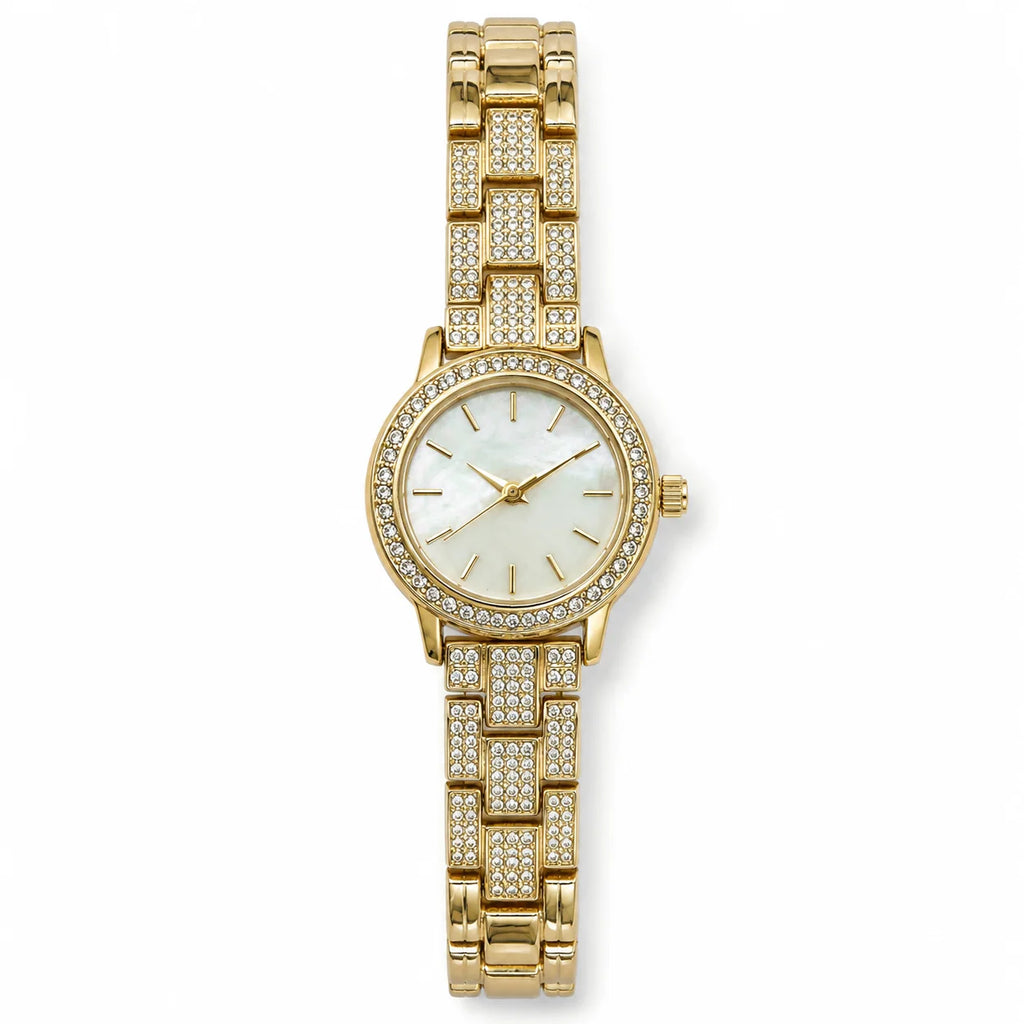 OEM Custom Logo Women's Quartz Analog Glass Dial Round Alloy Case Metal Strap Fashion Wholesale Watch for Ladies