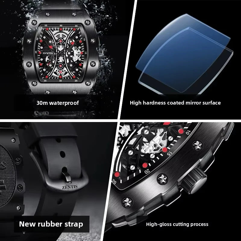 Watches Wholesale Waterproof Quartz Silicone 10mm Stainless Steel Case Pointer Trendy Men's 30M Water Resistant