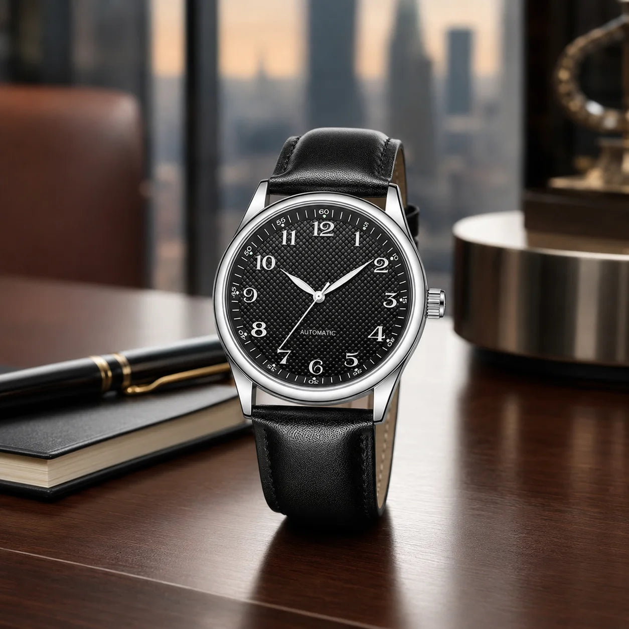 Guangzhou Customized Fully Automatic Mechanical Alloy Mens Watches; High-end Business-style Pointer Luminous Stainless Steel