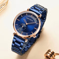 Minimalist Fashion Women's Quartz Watch Alloy Case Stainless Steel Band 30M Water Resistant Diamond-Encrusted 16mm Pointer Dial