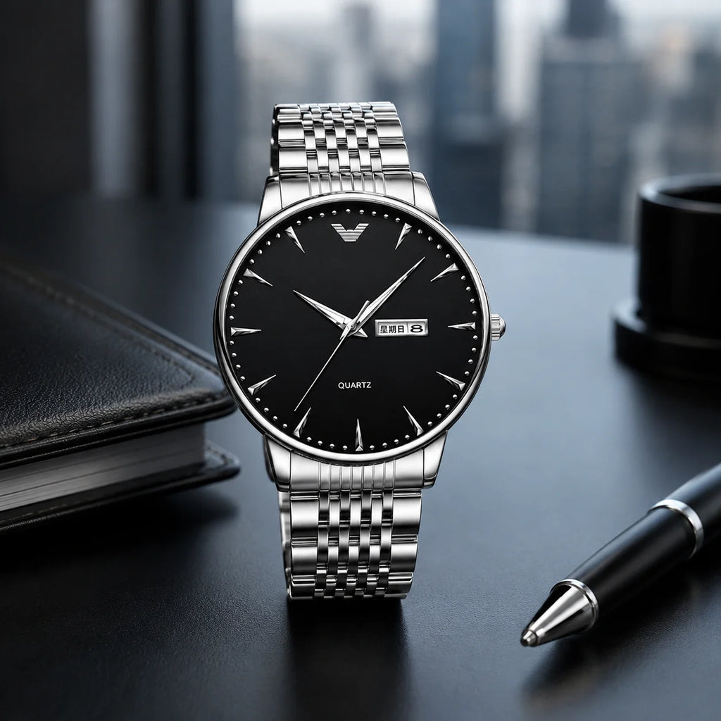 Small-batch Custom Men's Sports Quartz Alloy Case 30M Water Resistant Luminous Stainless Steel Band Watch