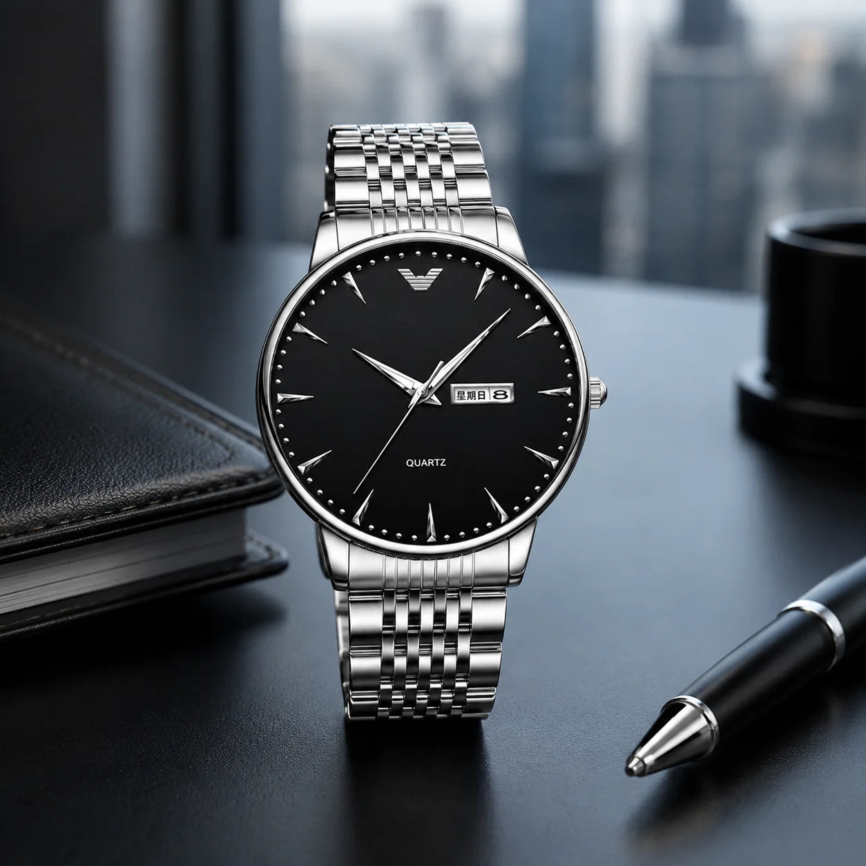 Small-batch Custom Men's Sports Quartz Alloy Case 30M Water Resistant Luminous Stainless Steel Band Watch