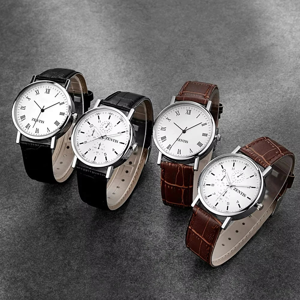 Eco-Friendly Leather Band Alloy Case 9mm Thickness Men's Quartz Watch Advanced Sense Wholesale Decorative Simple Pointer Dial