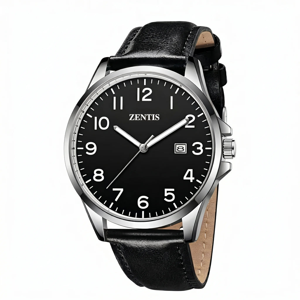 Watch for Men Fashion Minimalist Acrylic Case Lightweight Waterproof Quartz Analog Date Leather Strap Wrist Watch