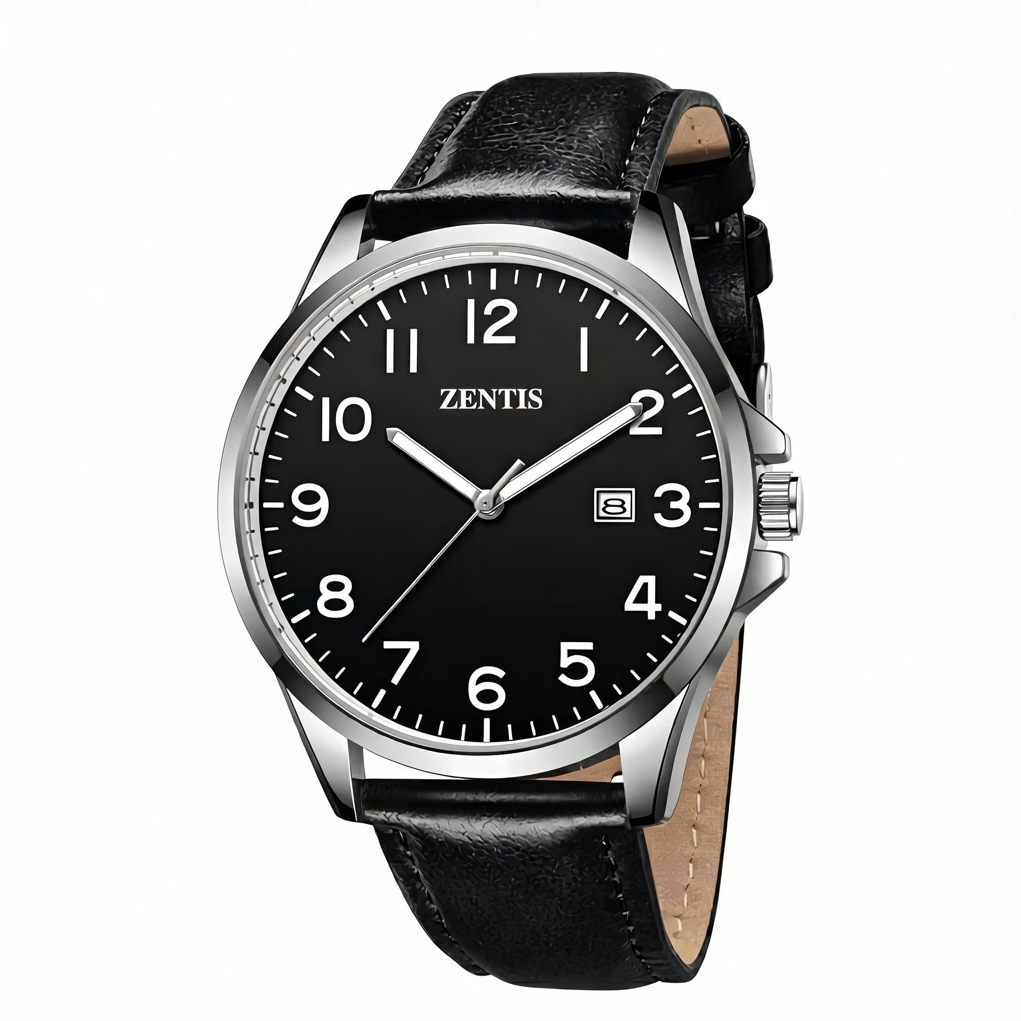 Watch for Men Fashion Minimalist Acrylic Case Lightweight Waterproof Quartz Analog Date Leather Strap Wrist Watch