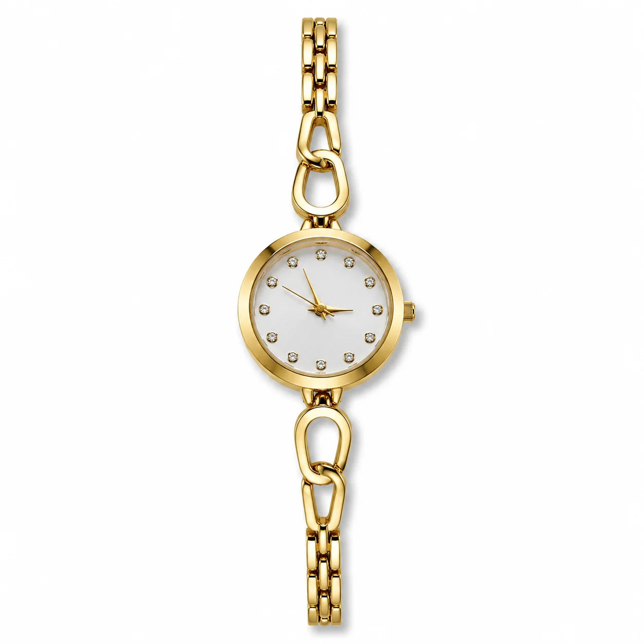 Women's Fashion Quartz Watch Alloy Case Glass Dial Stainless Steel Buckle Jewelry Clasp Metal Strap Splash Resistant Wholesale