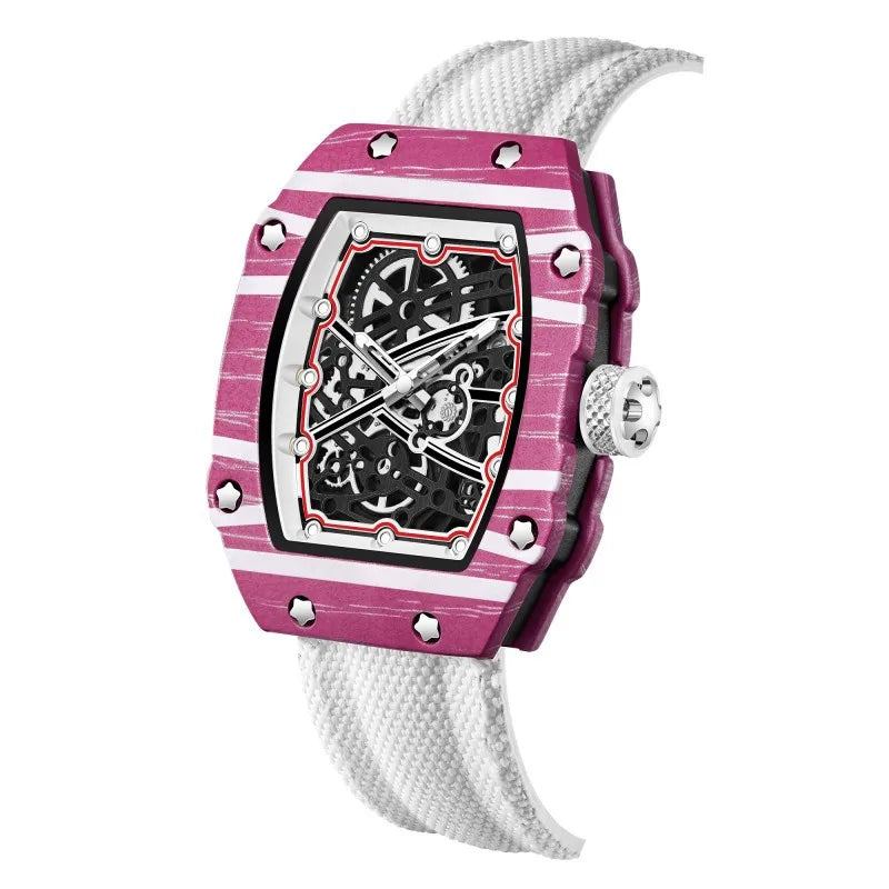 Ultra-thin Barrel-shaped Men's Quartz Fashion Watch Eco-Friendly Nylon Band Mineral Glass Dial Pointer Display 30M Water