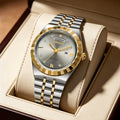 Luxury Men's Quartz Watch 40mm Pointer Dial Stainless Steel Band Acrylic Case Mineral-Strengthened Glass 30M Water Resistant Box