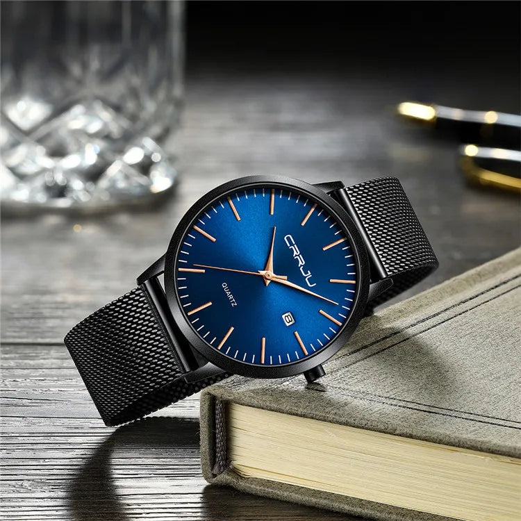 Men's Casual Quartz Alloy Acrylic Band Watch 30M Water Resistant Ultra-Thin Calendar Personalized New Student