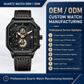 Square Alloy Business Watch Custom Logo Men's High-End Luminous Waterproof Quartz Pointer Stainless Steel Band Cross-Border Dial