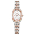 Women's Fashion Oval Alloy Waterproof Diamond-encrusted Quartz Watch with Pointer Dial