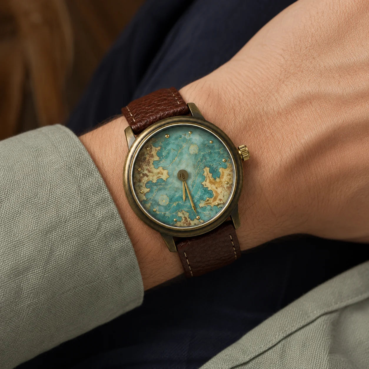 OEM Custom Logo Men's Quartz Analog Glass Watch Round Alloy Case PU Leather Strap Wholesale for Business Professional
