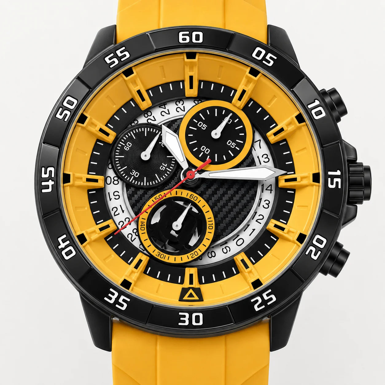 Outdoor Exercise Men's Quartz Watch Alloy Case Mineral-Strengthened Glass Dial Silicone Band Luminous 45mm Pointer 30M Water