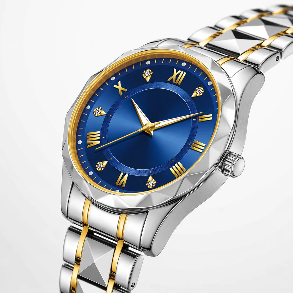 Men's Business Alloy Case 43mm Stainless Steel Strap Quartz Watch 30M Water Resistant Pointer Calendar