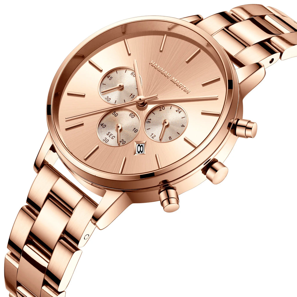 Women's Business Watch Alloy Stainless Steel Strap Pointer 30M Water Resistant Quartz Movement Calendar Elegant Design 38mm