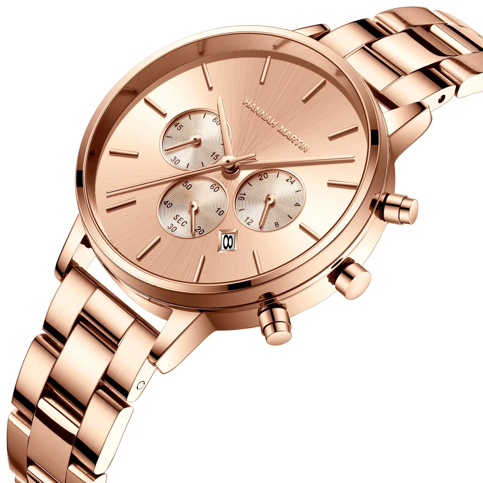 Women's Business Watch Alloy Stainless Steel Strap Pointer 30M Water Resistant Quartz Movement Calendar Elegant Design 38mm