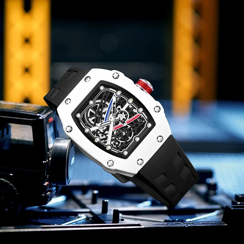 Cross-border Bestseller Ultra-Thin Fashionable Unique Mens Watch Luminous Silicone Barrel-Shaped Quartz Watch 30M Water