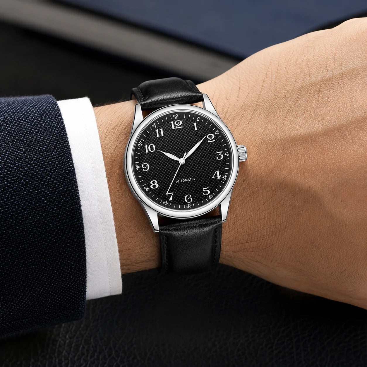 Guangzhou Customized Fully Automatic Mechanical Alloy Mens Watches; High-end Business-style Pointer Luminous Stainless Steel