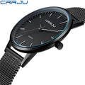 Mens Ultra-Thin Quartz Movement Alloy Case Acrylic Strap Leisure Business Casual Watch