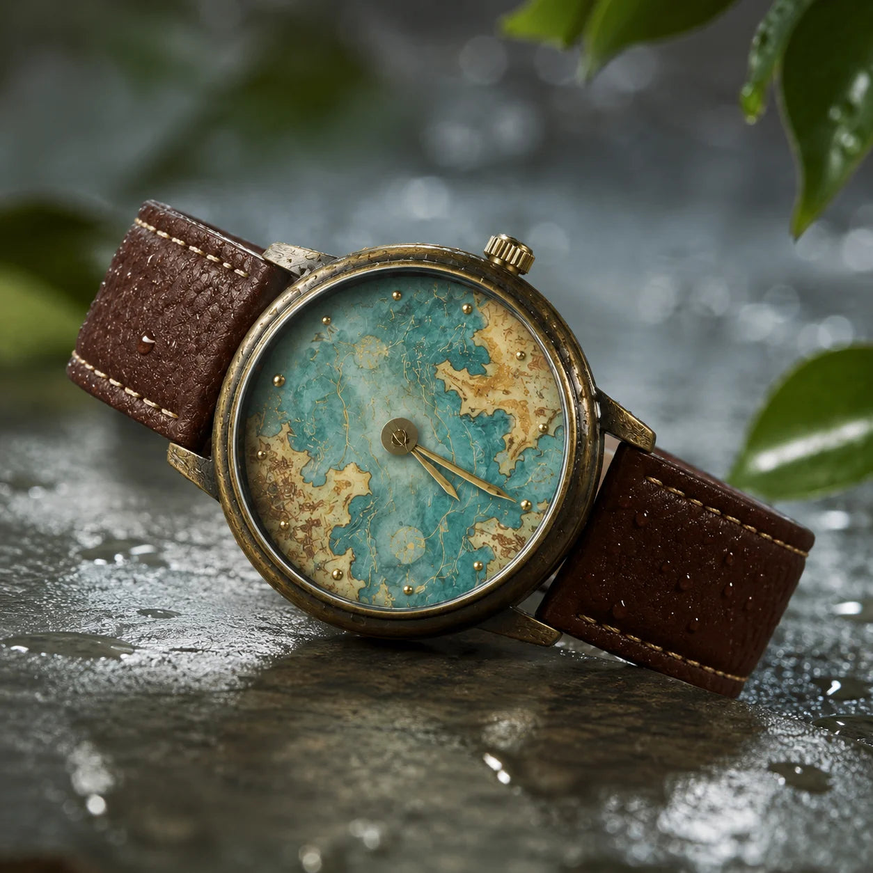 OEM Custom Logo Men's Quartz Analog Glass Watch Round Alloy Case PU Leather Strap Wholesale for Business Professional