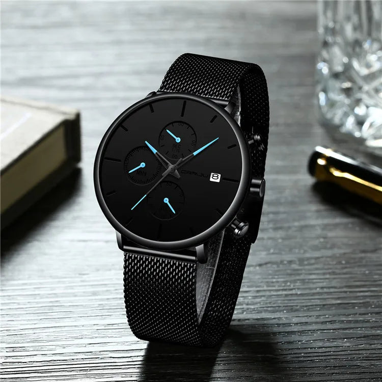 Men's Hot Sale Luxury Casual Alloy Case Acrylic Band Analog Quartz Movement Waterproof Fashionable Personalized Student Watch