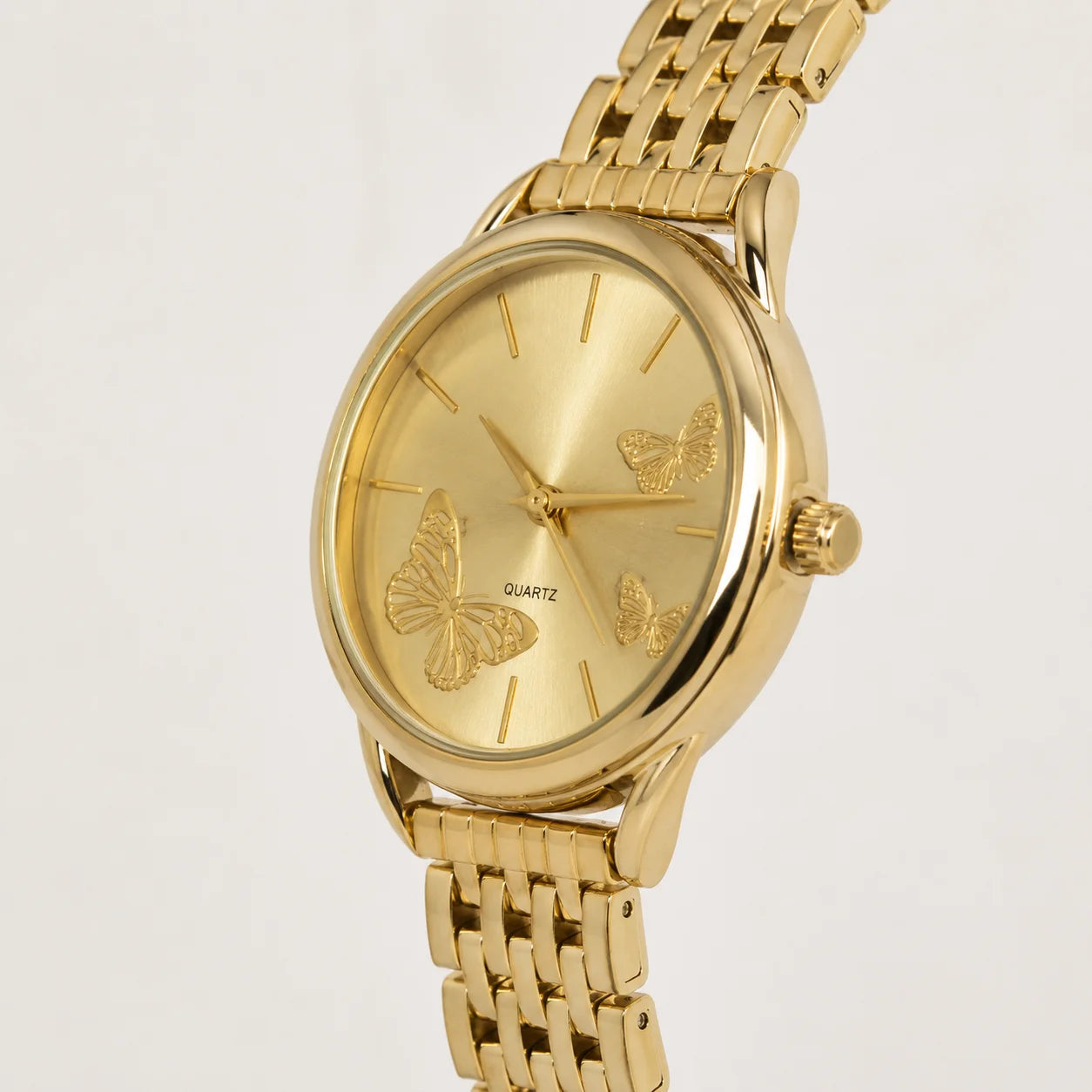 OEM Custom Logo Round Quartz Analog Glass Dial Watch Alloy Case Metal Strap 35mm Unisex Splash Resistant Wholesale Fashion