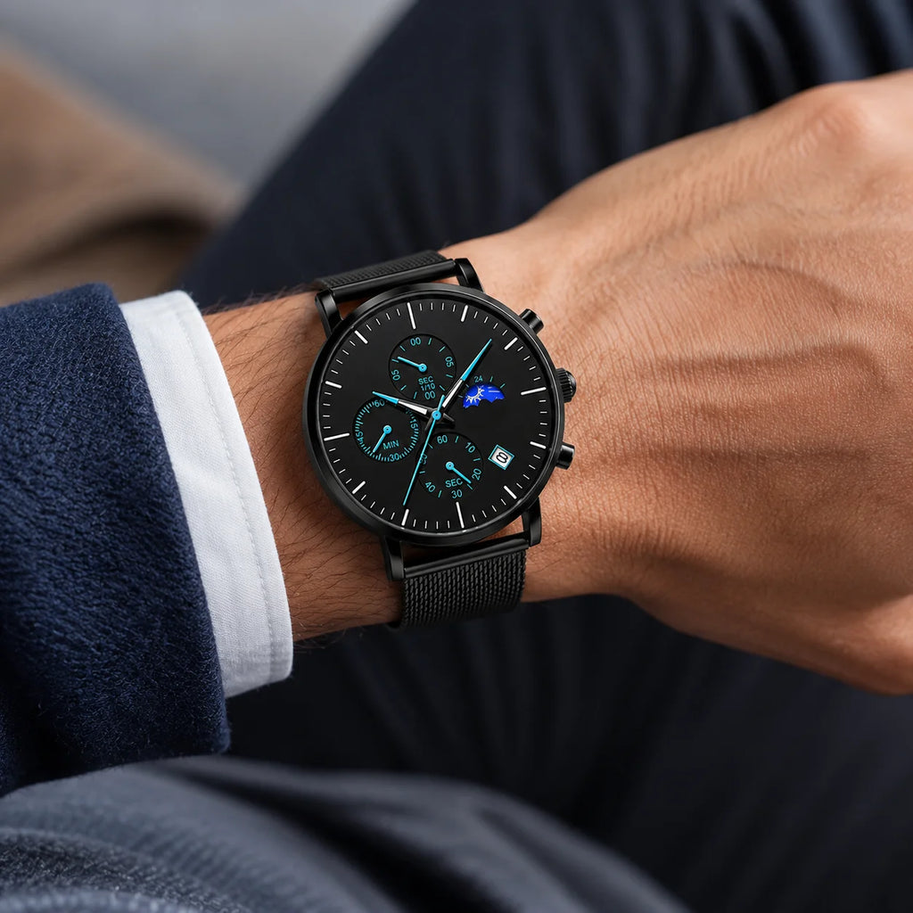 Custom-Made Men's Stainless Steel Band Waterproof Quartz Watch Pointer Luminous Hands 30M Water Resistance Alloy Case Wholesale