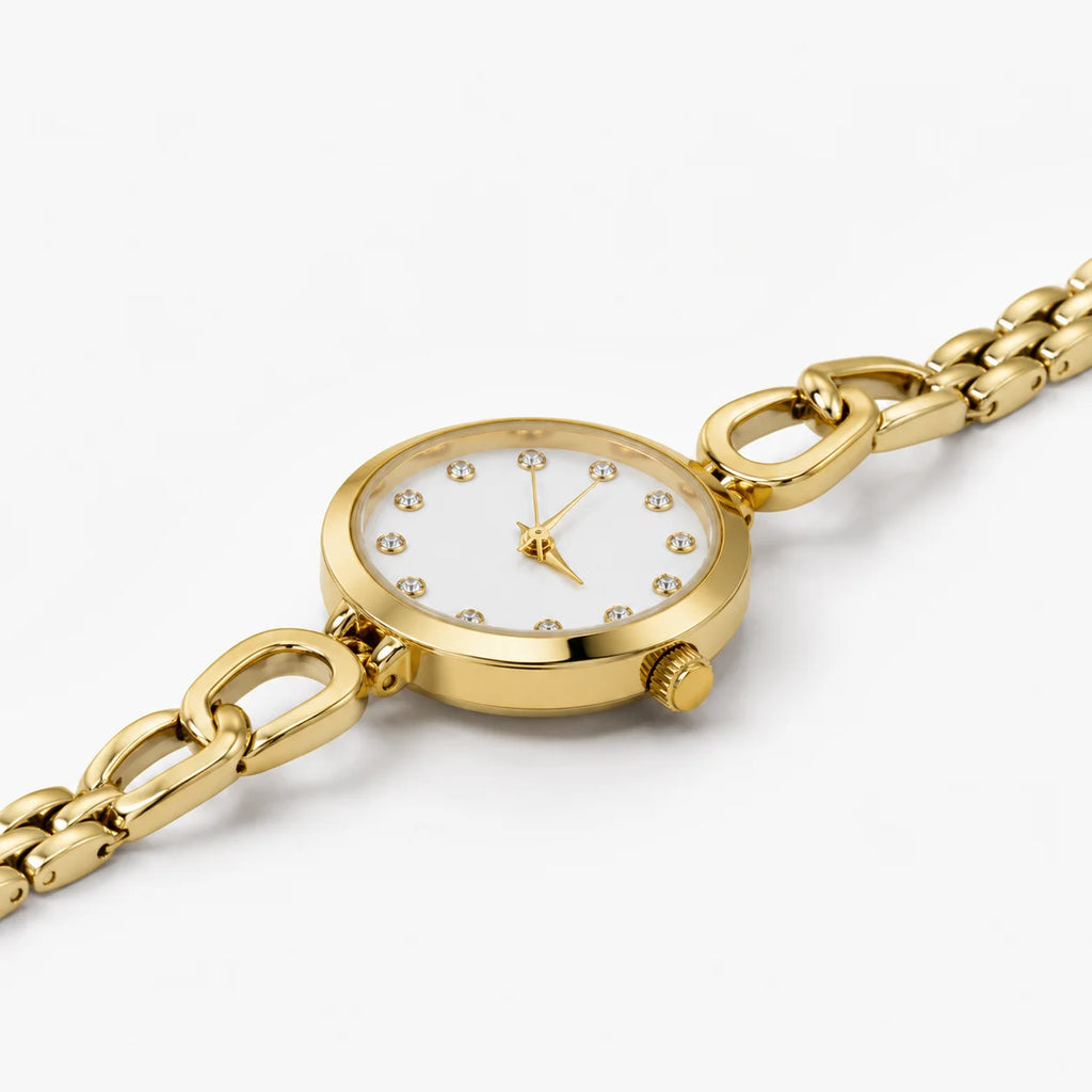 Women's Fashion Quartz Watch Alloy Case Glass Dial Stainless Steel Buckle Jewelry Clasp Metal Strap Splash Resistant Wholesale