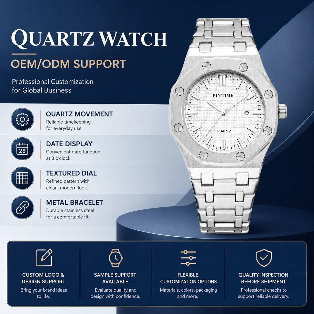 Mens Luxury Quartz Watch Drop Shipping; 41mm Octagonal Alloy Case Alloy Band; 30M Water Resistant Pointer Dial