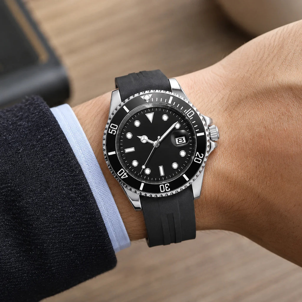 Black Green Cross-Border Kingston Brand Men's Leisure for Luminous Quartz Wristwatch Alloy Case Silicone Band Pointer