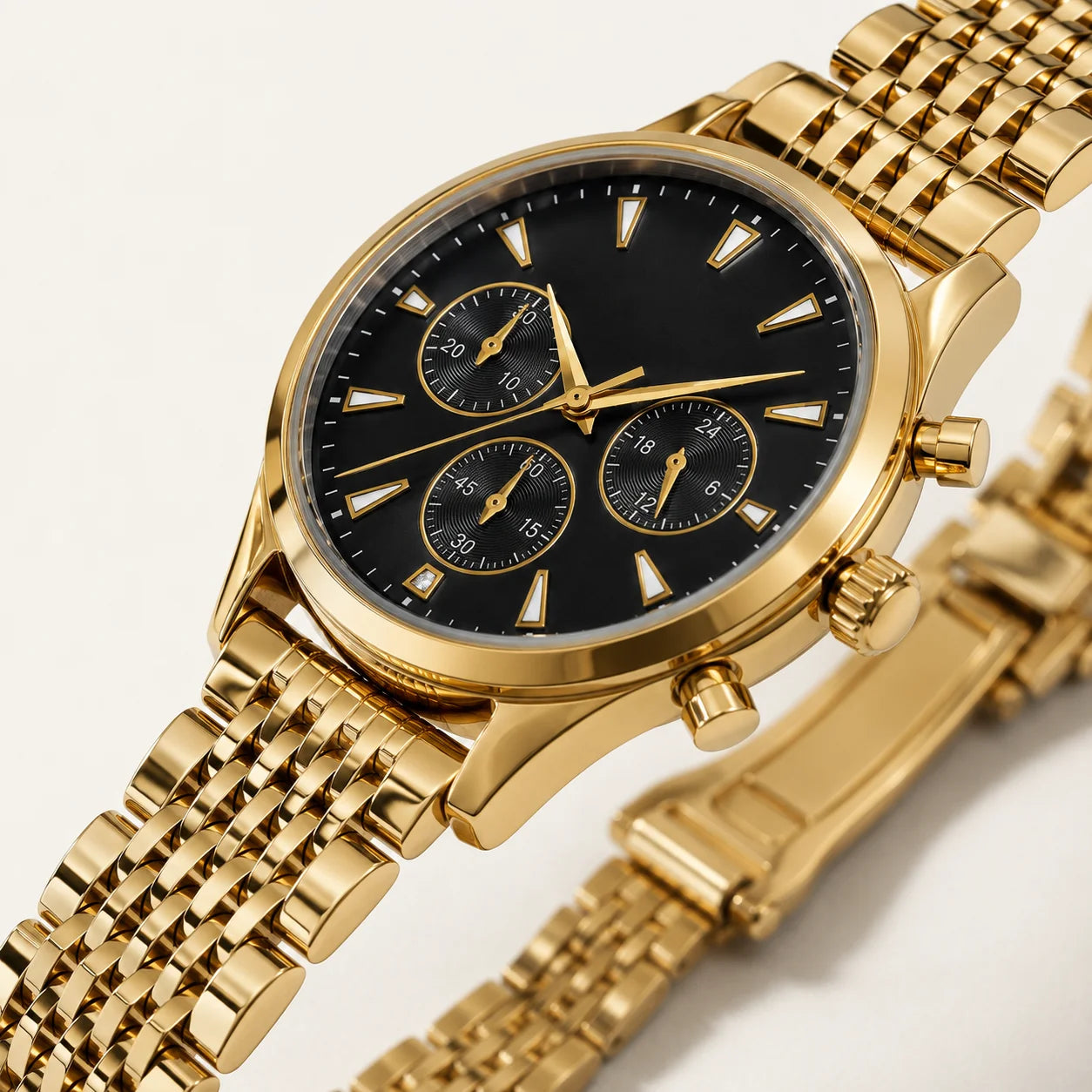OEM Custom Logo Extra Large Round Quartz Watch Alloy Case Glass Dial Metal Strap 45mm Wholesale Luxury Style Watch